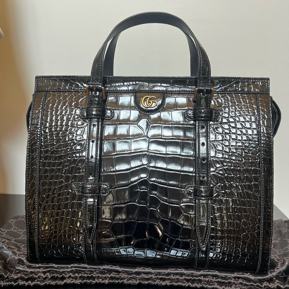 RARE Crocodile Gucci Ophidia Buckle Tote